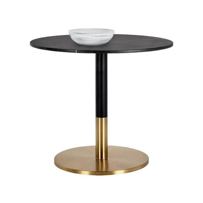 Massie Black Marble Topped Round Bistro Table