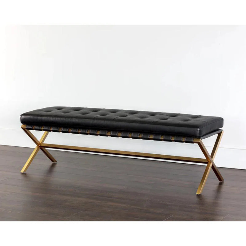 Kenji Leather Upholstered Small Backless Bench