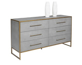 Sunpan Venice Dresser Grey Shagreen With Brass Accents