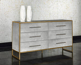 Sunpan Venice Dresser Grey Shagreen With Brass Accents