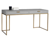 Jiro Desk - Grey Shagreen With Antique Brass Legs