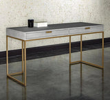 Jiro Desk - Grey Shagreen With Antique Brass Legs