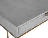 Jiro Desk - Grey Shagreen With Antique Brass Legs