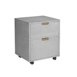 Jiro File Leather Upholstered Grey Cabinet