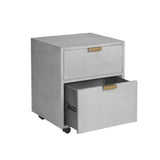 Jiro File Leather Upholstered Grey Cabinet