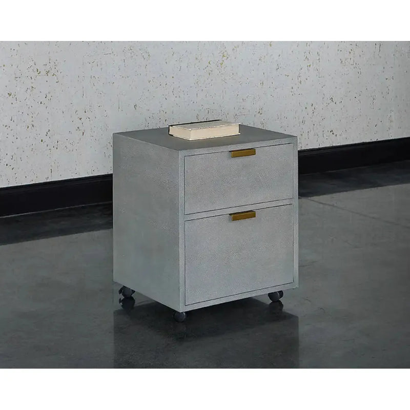 Jiro File Leather Upholstered Grey Cabinet