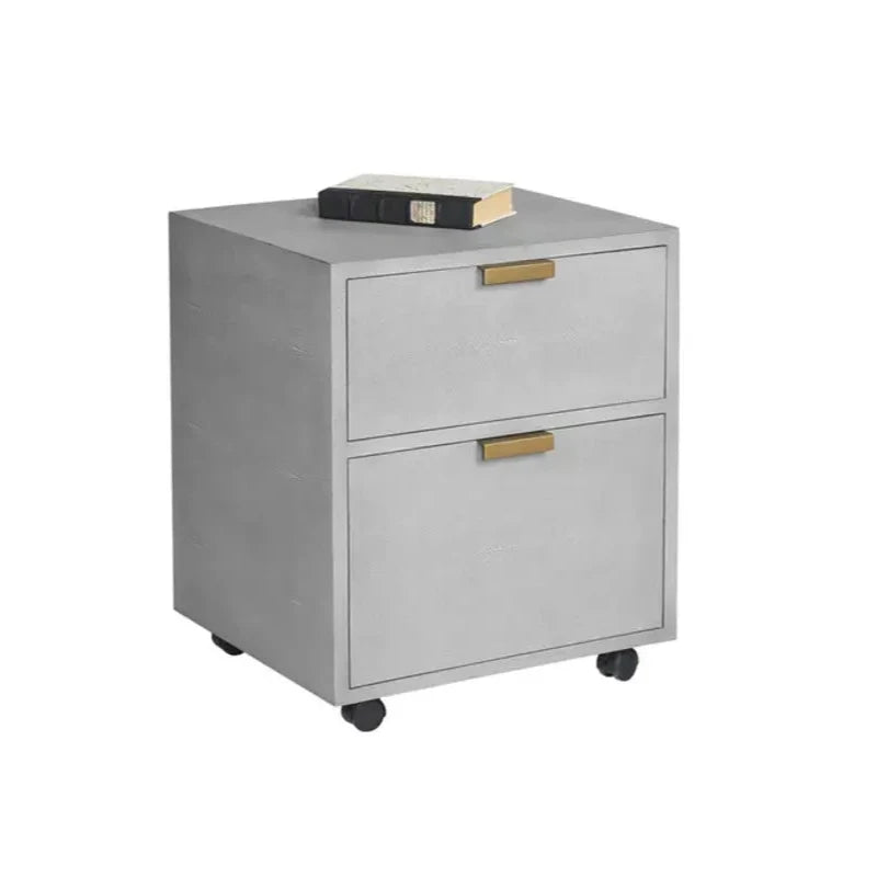 Jiro File Leather Upholstered Grey Cabinet