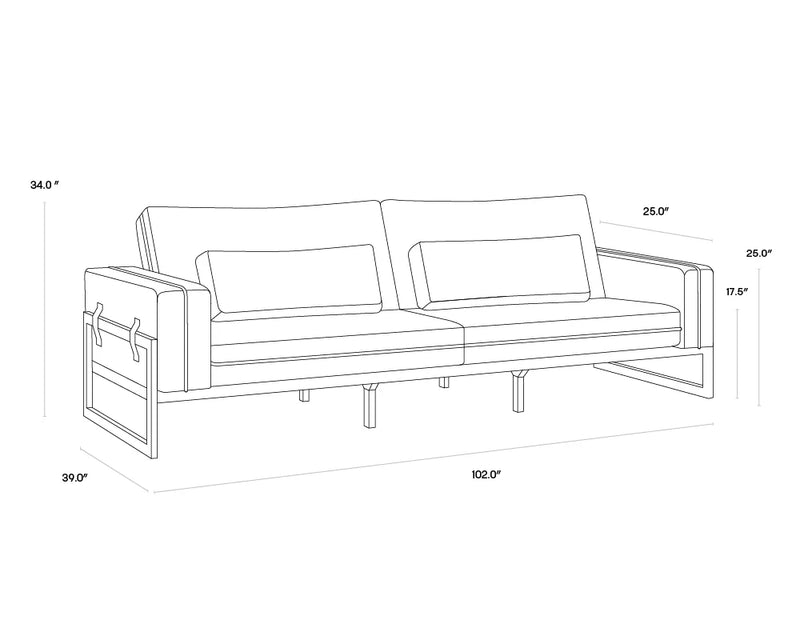 Belinda Sofa - Rhapsody Greige With Vintage Leather Piping