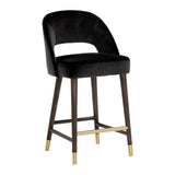 Monae Leather Upholstered Chic Barrel Counter Stool