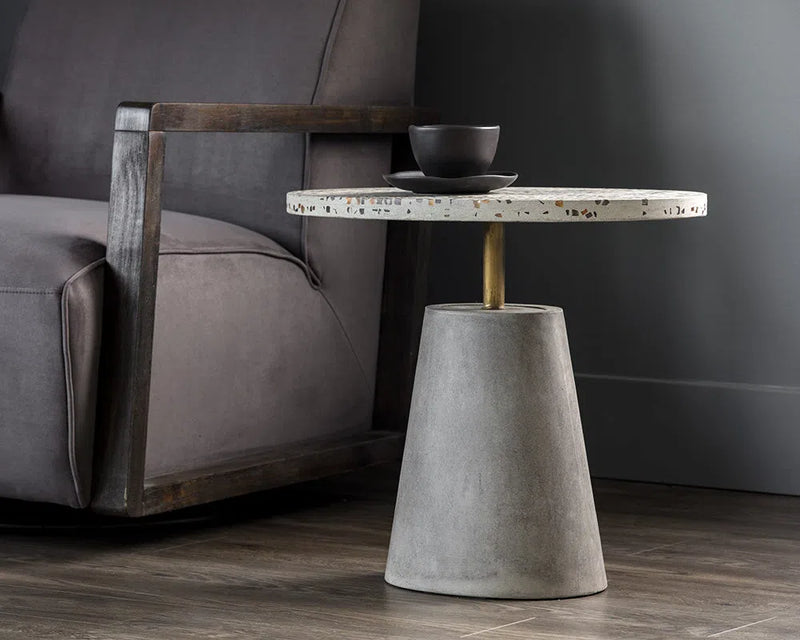 Carment Side Table Concrete Terrazzo Top And Brass Rod