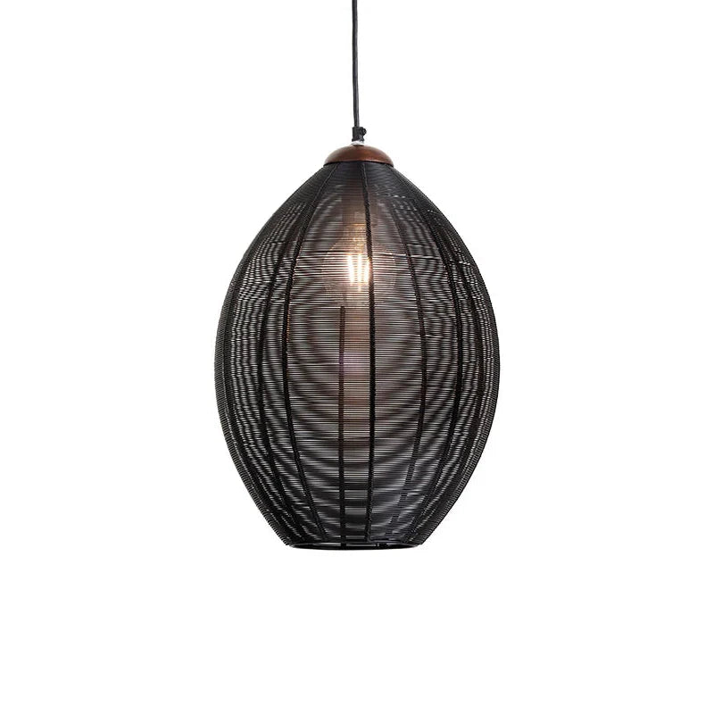 Jule Pendant Light Black Iron And Mango Wood Finish