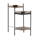 Hexall Side Table With Black Marble And Brass Finish