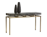 Toreno Console Table Handcrafted Iron Top Antique Brass Base