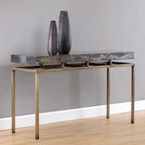 Toreno Console Table Handcrafted Iron Top Antique Brass Base