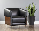 Shylo Lounge Chair Castillo Black With Gold Iron Legs