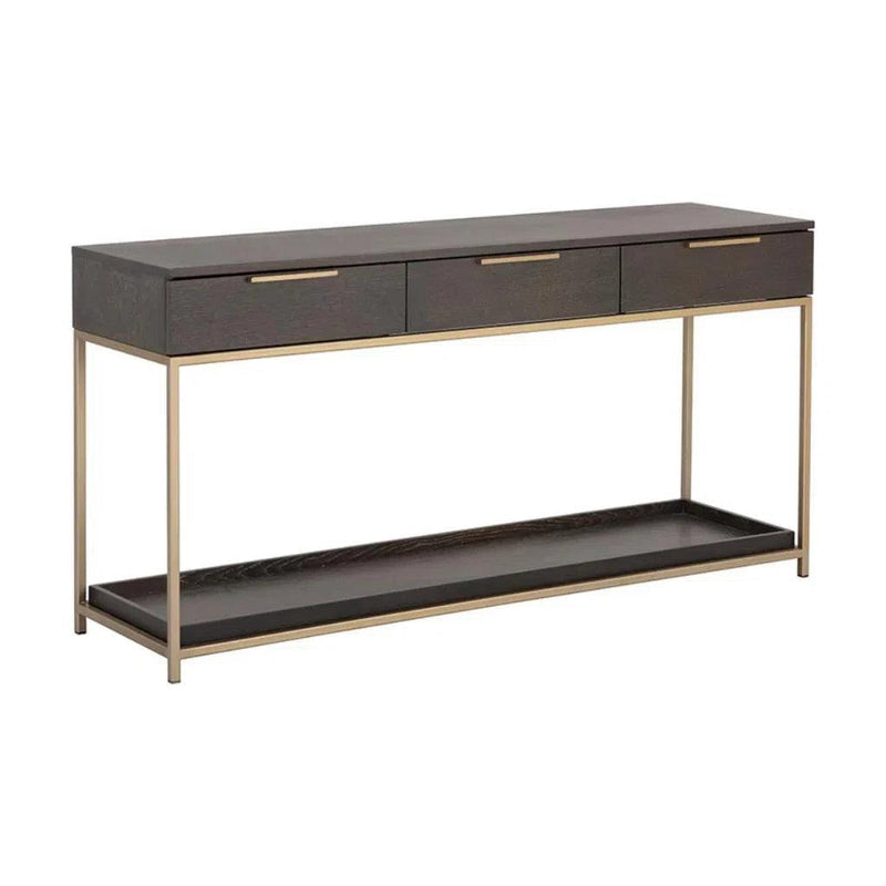 Rebel Wooden Rectangular Console Table With Drawers