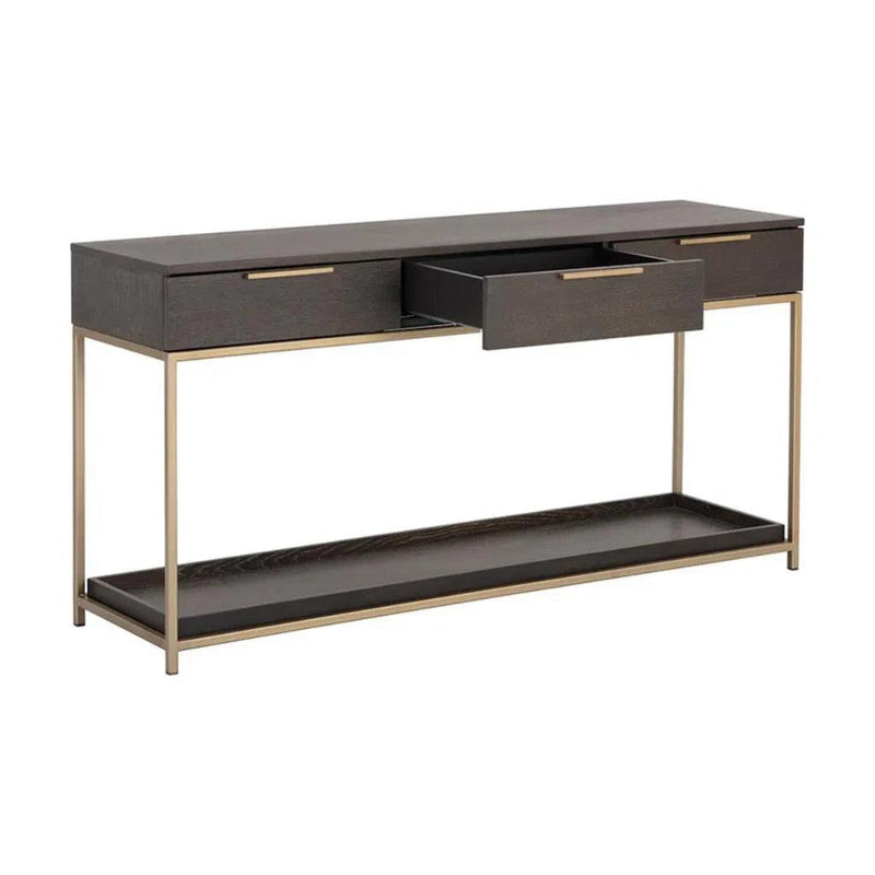 Rebel Wooden Rectangular Console Table With Drawers