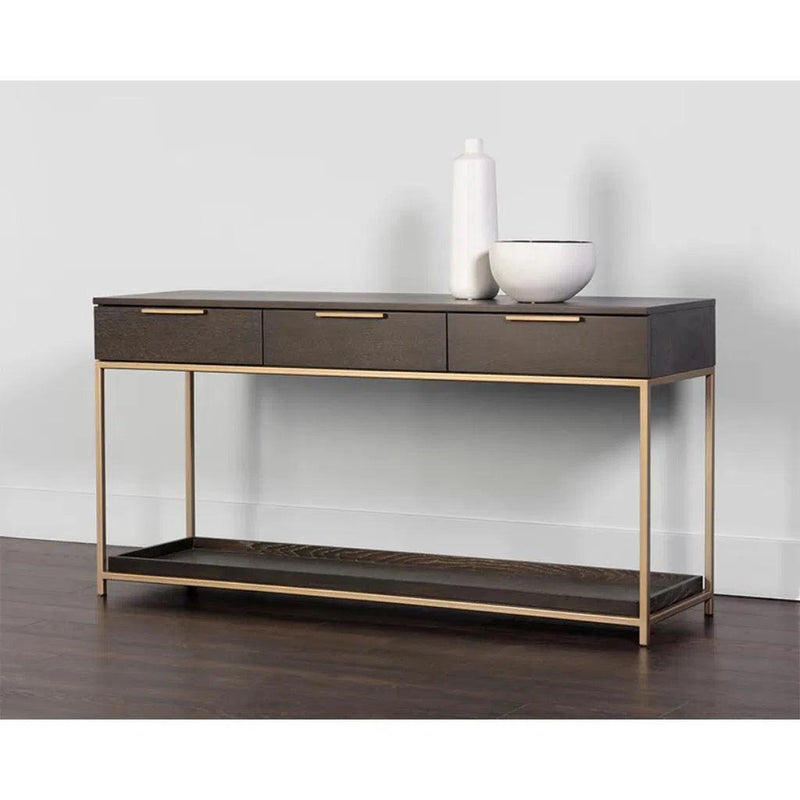 Rebel Wooden Rectangular Console Table With Drawers