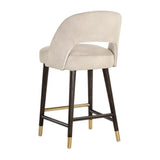 Monae Leather Upholstered Chic Barrel Counter Stool