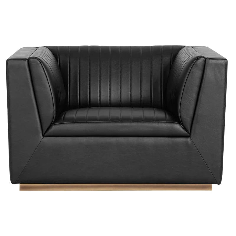 Bradley Armchair Vintage Black Modern Faux Leather Chair