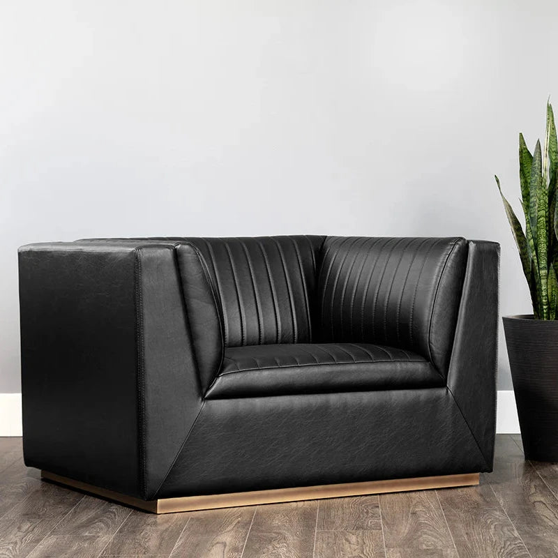 Bradley Armchair Vintage Black Modern Faux Leather Chair