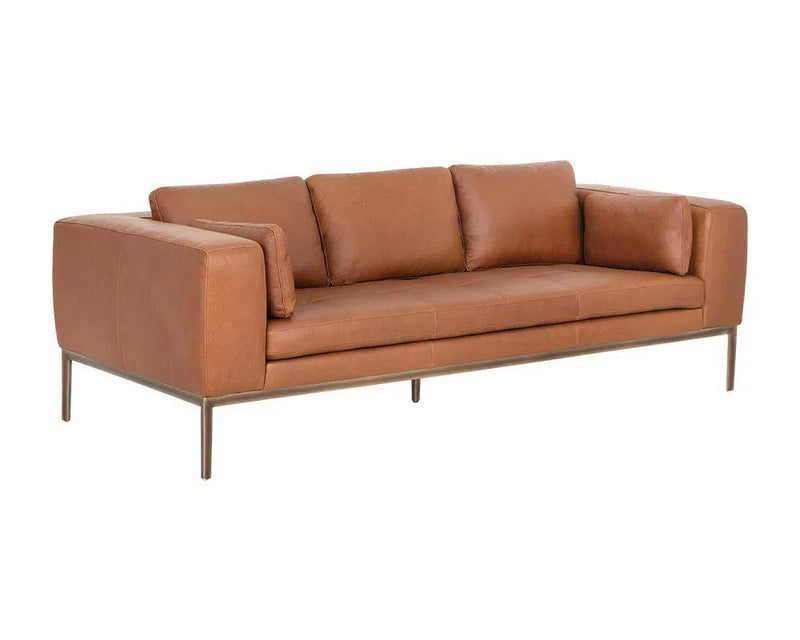 Burr Leather Upholstered Sofa