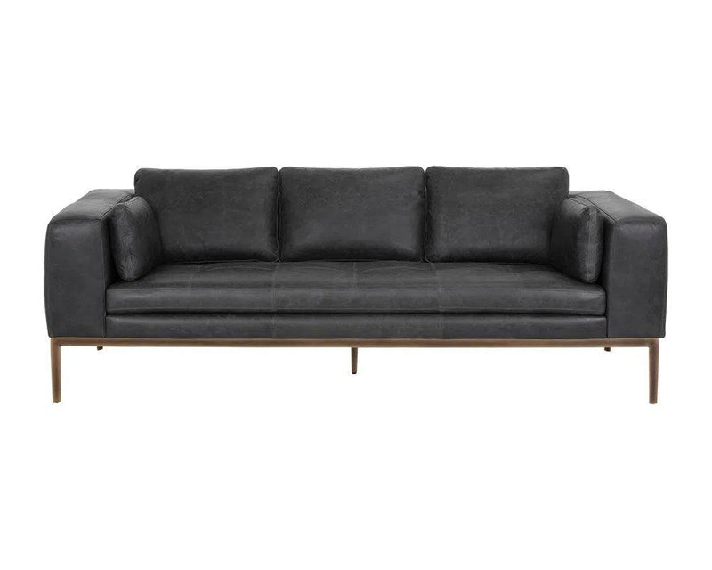 Burr Leather Upholstered Sofa