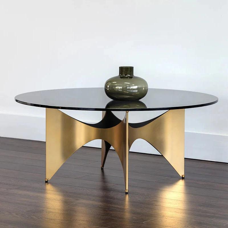 Modern London Coffee Table With Gold Base And Smoked Glass