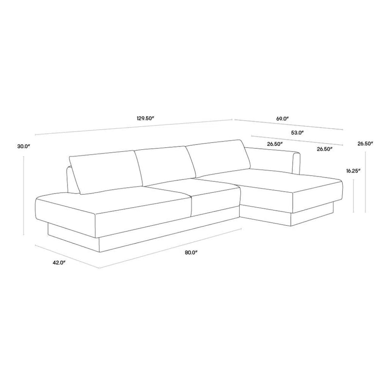 Tecoma Fabric Upholstered Sofa Chaise