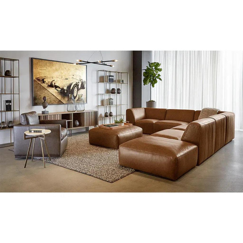 Watson Leather Upholstered Rectangular Modular Ottoman