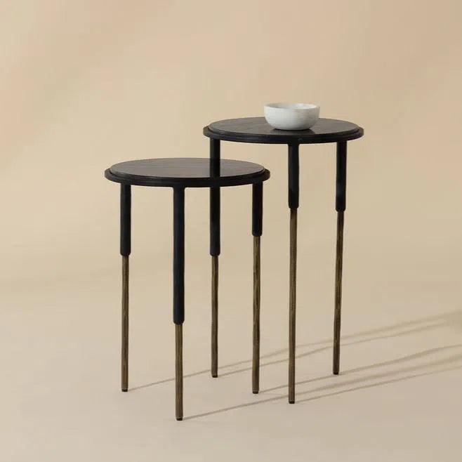 Kyrie Nesting End Tables Set Of 2 With Black Marble Tops