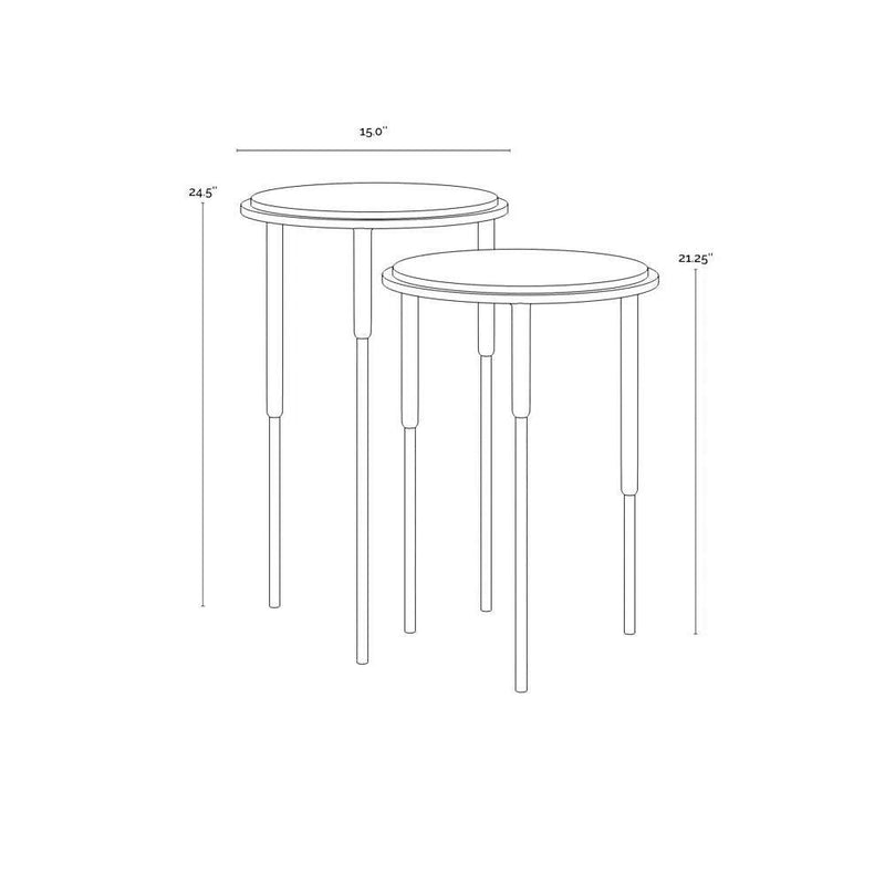 Kyrie Nesting End Tables Set Of 2 With Black Marble Tops