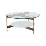 Mikayla Coffee Table Glass Marble Antique Brass Finish