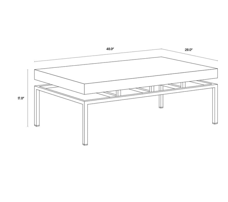 Toreno Coffee Table Antique Brass Iron Patina Finish