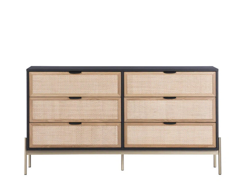 Avida Dresser Gold Black/Natural With Soft Closing Drawers