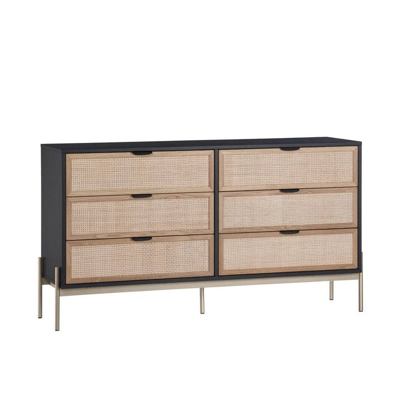 Avida Dresser Gold Black/Natural With Soft Closing Drawers