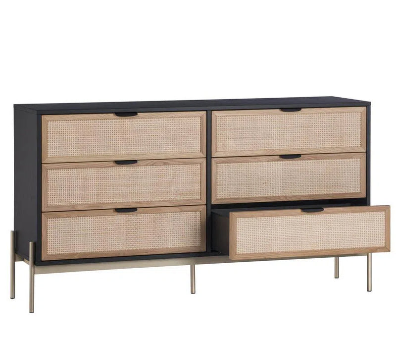 Avida Dresser Gold Black/Natural With Soft Closing Drawers