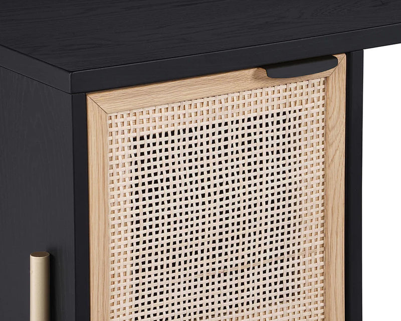 Avida Desk Gold Black Natural - Unique Oak Wood & Rattan