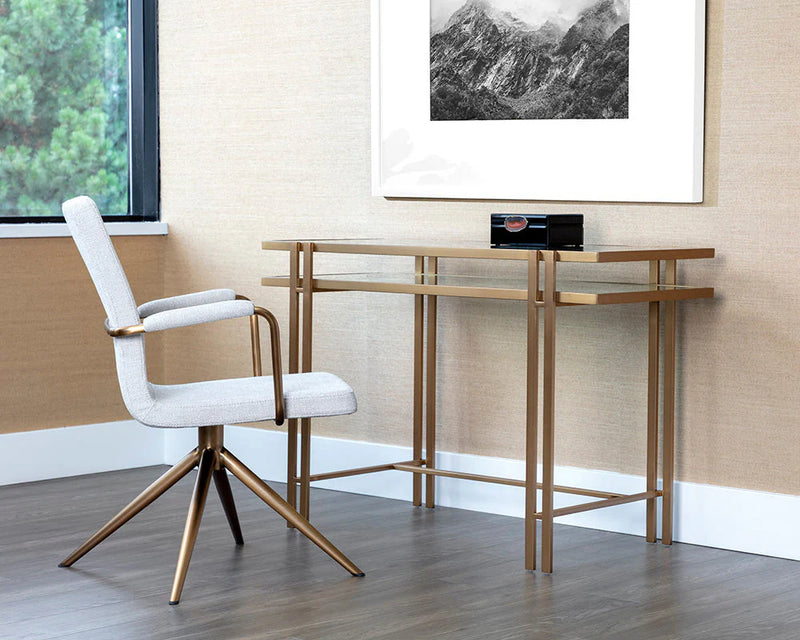 Lizette Desk Classic Style With Gold Stainless Steel Frame