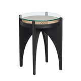 Adora End Table Modern Design With Glass And Rattan