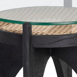 Adora End Table Modern Design With Glass And Rattan