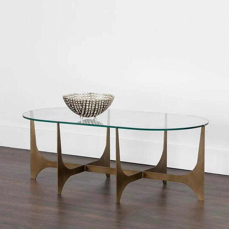 Juliane Coffee Table With Glass Top and Brass Base