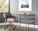 Bruna Desk With Clear Glass Top And Antique Brass Finish