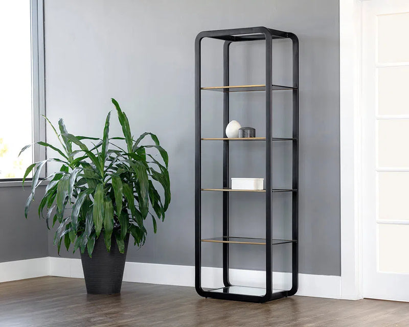 Ambretta Stainless Steel Framed Bookcase