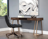 Alma Desk Modern Acacia Wood With Antique Bronze Base