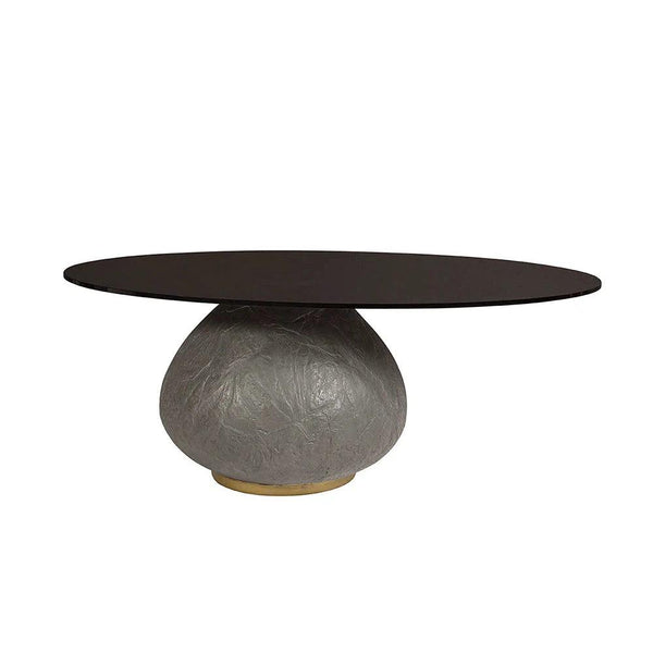 Maeva Coffee Table With Black Glass And Concrete Base