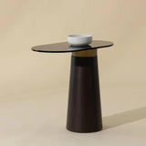 Lamont Side Table With Black Glass Top And Concrete Base