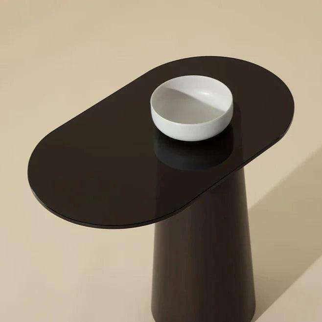 Lamont Side Table With Black Glass Top And Concrete Base