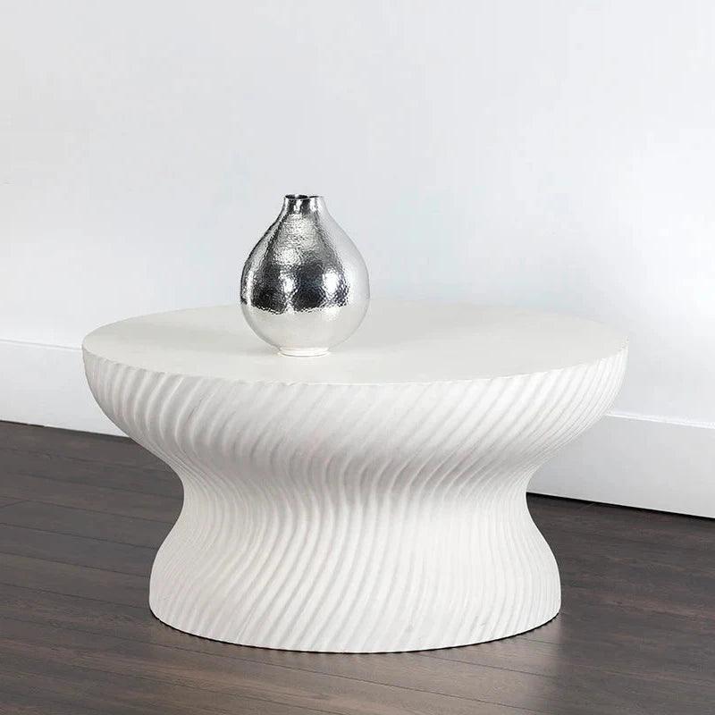 Cara Coffee Table White Concrete Contemporary Design