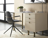 Celine Desk - Cream With Antique Brass Finish